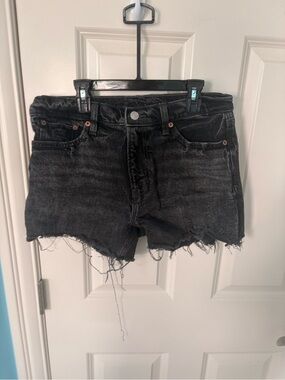 American Eagle Outfitters Black Distressed Denim Cutoff Shorts